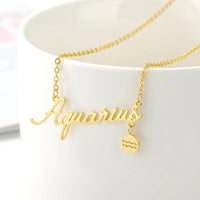 Horoscope Zodiac Necklaces Stainless Steel Astrology Constellation Coin Sign Chain Necklaces for Women/ Girls